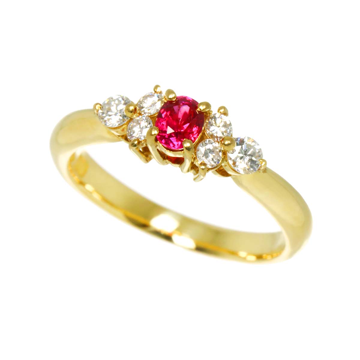 Ruby 0.24ct Diamond 0.27ct Ring 18K YG size4.5-4.75(US)