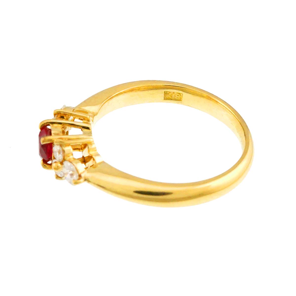 Ruby 0.24ct Diamond 0.27ct Ring 18K YG size4.5-4.75(US)