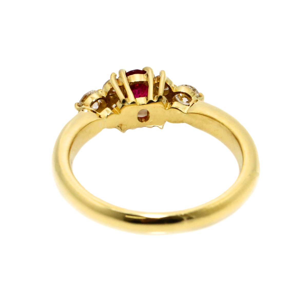 Ruby 0.24ct Diamond 0.27ct Ring 18K YG size4.5-4.75(US)