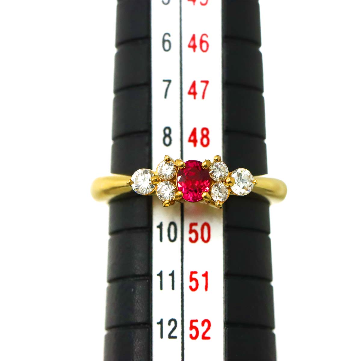 Ruby 0.24ct Diamond 0.27ct Ring 18K YG size4.5-4.75(US)