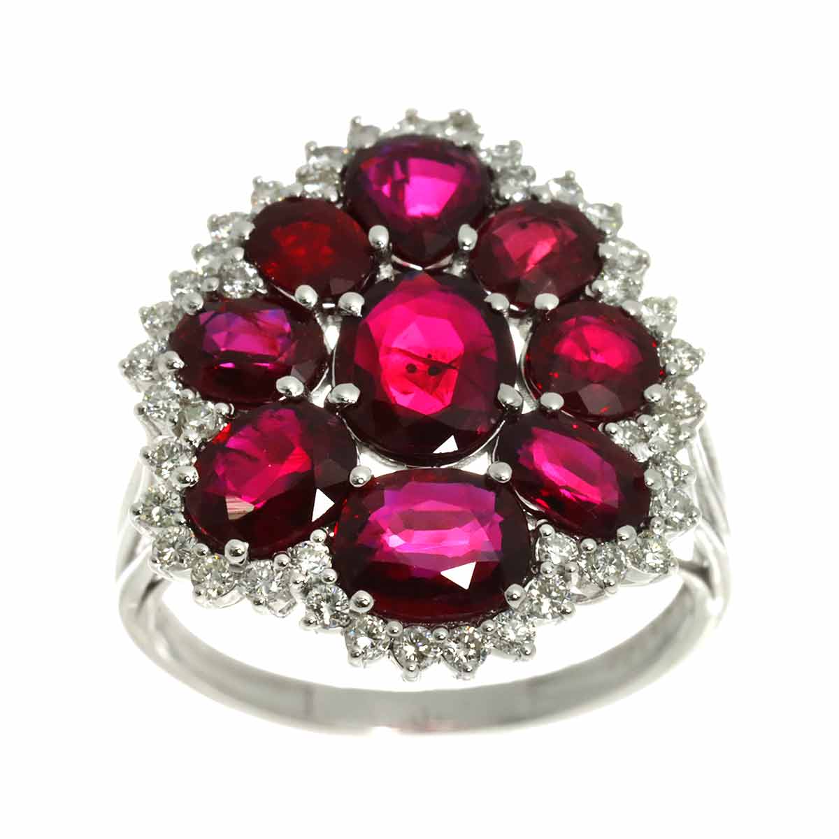 Ruby 4.56ct Diamond 0.47ct Ring 18K WG size6.75(US)