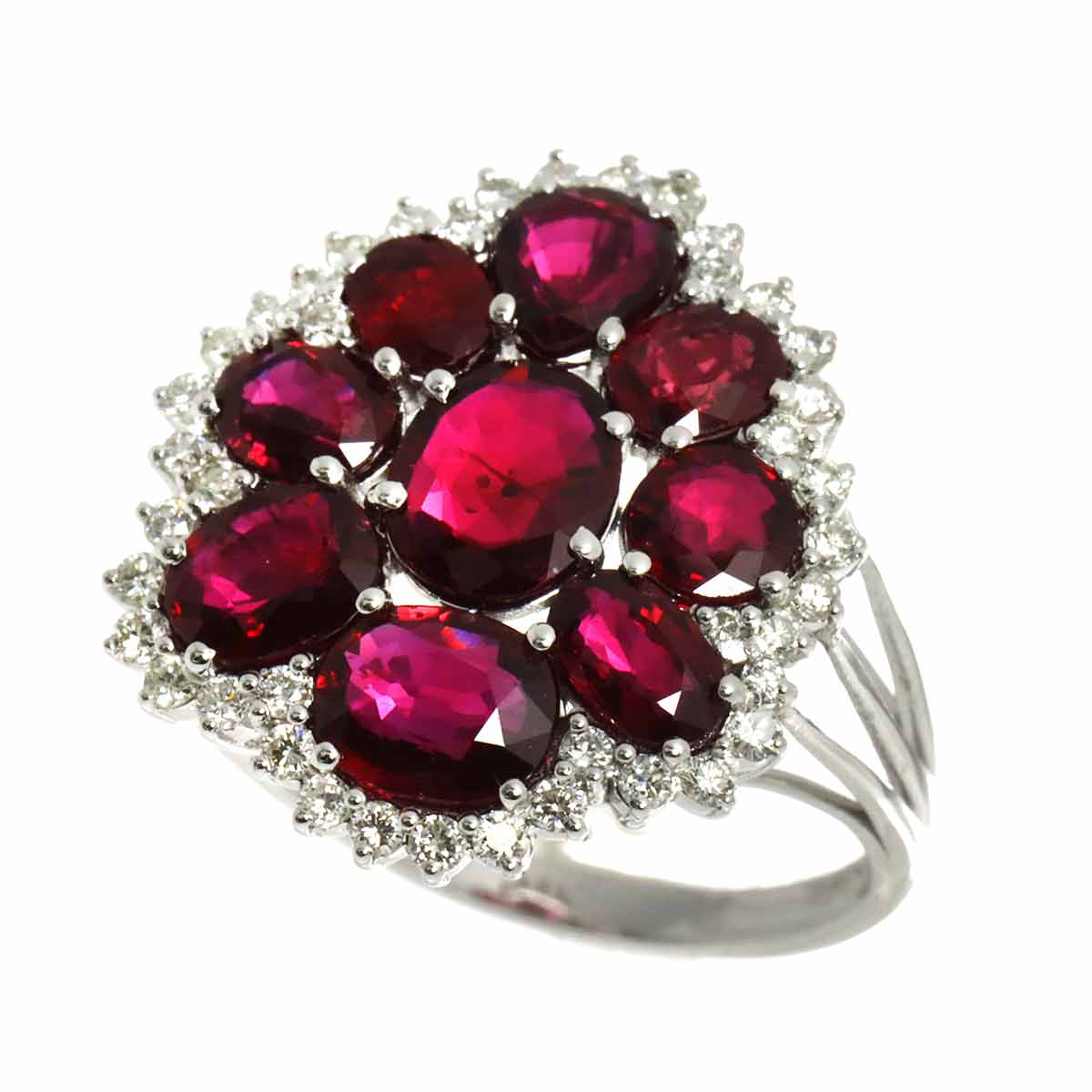 Ruby 4.56ct Diamond 0.47ct Ring 18K WG size6.75(US)