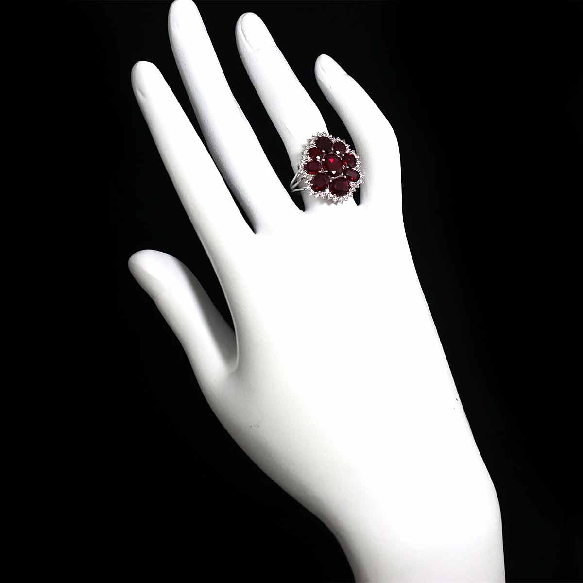 Ruby 4.56ct Diamond 0.47ct Ring 18K WG size6.75(US)