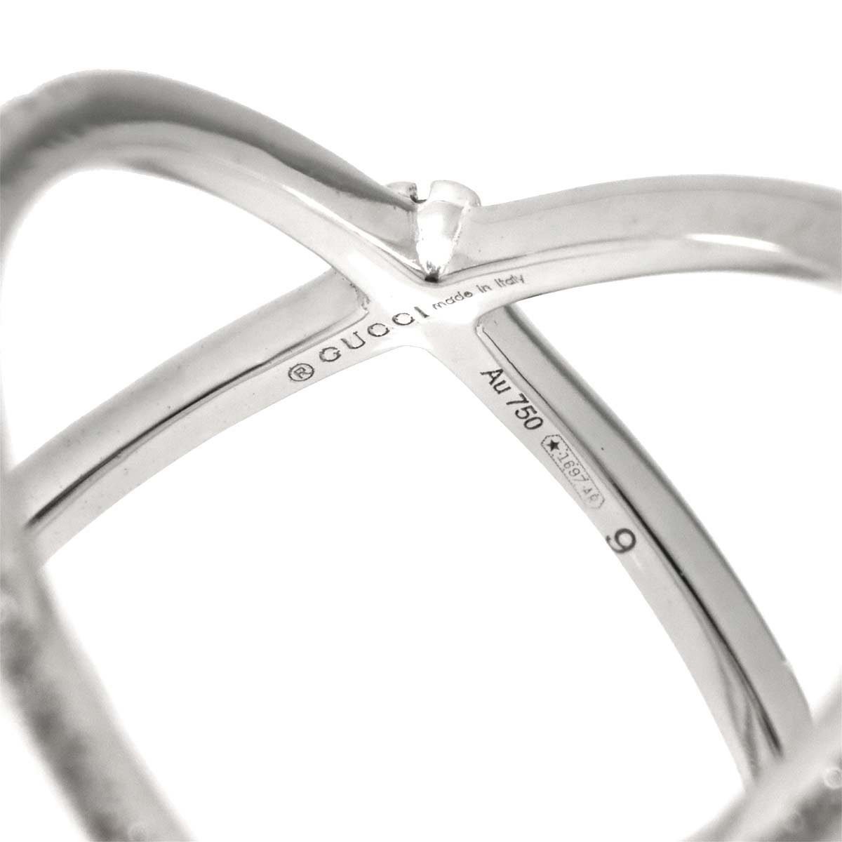 GG Logo Ring Diamond 18K K18 WG 750 size9 4.75-5(US)