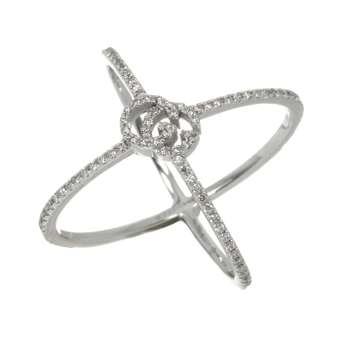 GG Logo Ring Diamond 18K K18 WG 750 size9 4.75-5(US)
