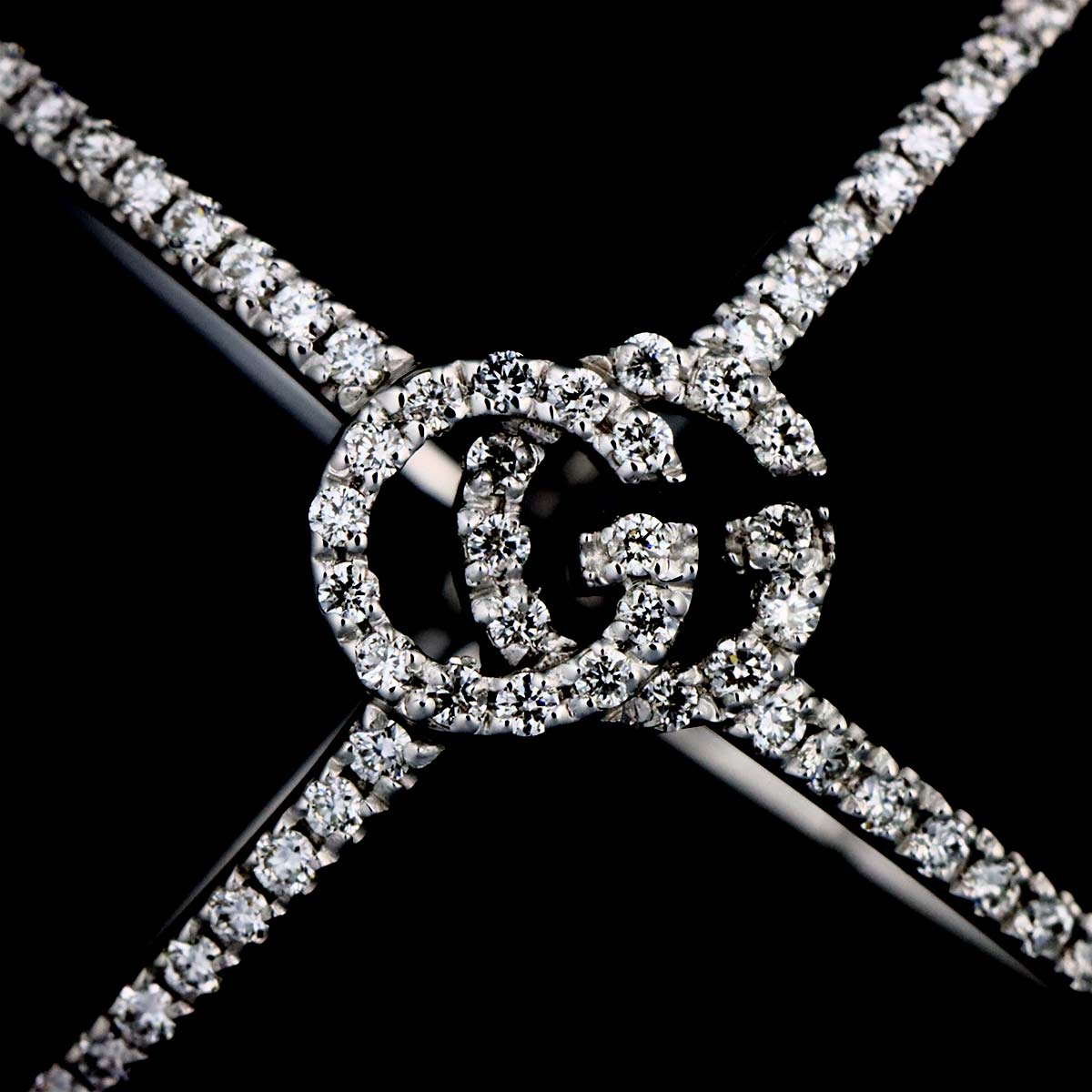 GG Logo Ring Diamond 18K K18 WG 750 size9 4.75-5(US)