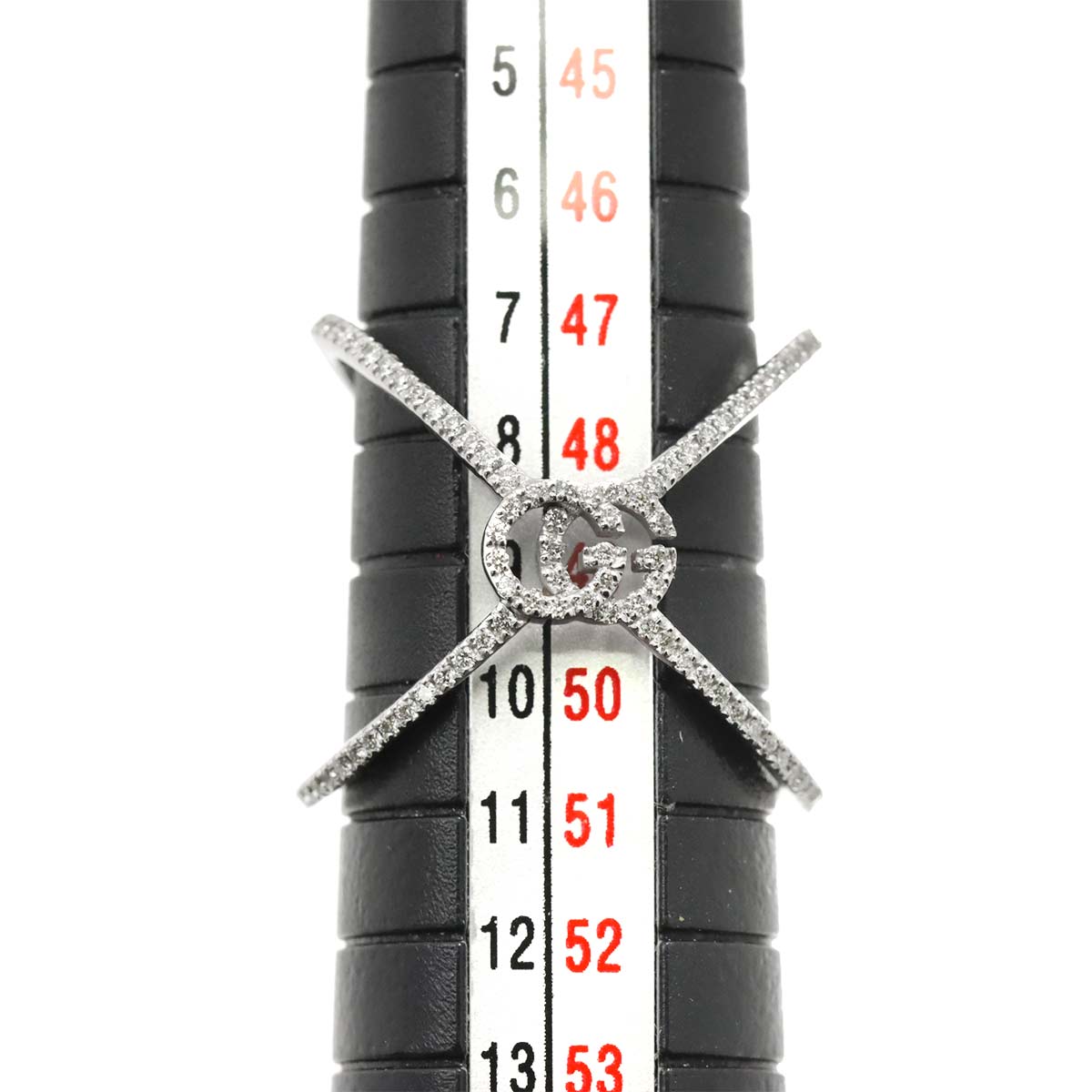 GG Logo Ring Diamond 18K K18 WG 750 size9 4.75-5(US)