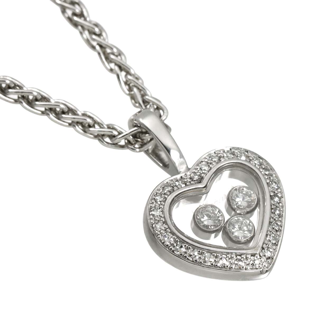 Happy Diamond Heart Necklace 18K White Gold 750