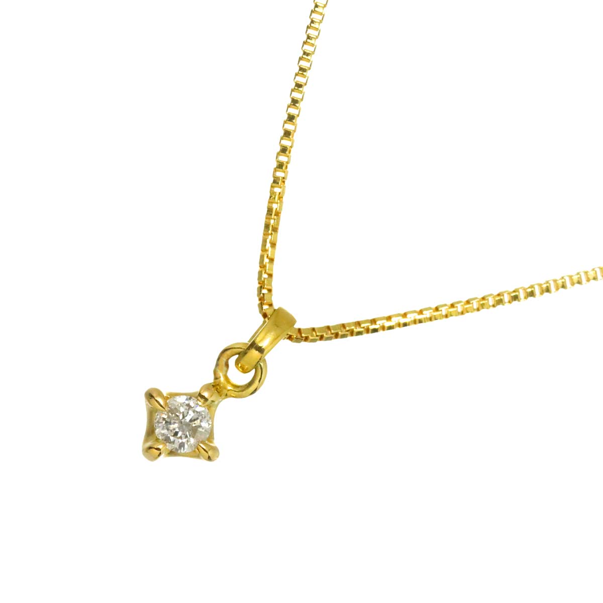Diamond 0.05ct Necklace 18K YG Yellow Gold 750