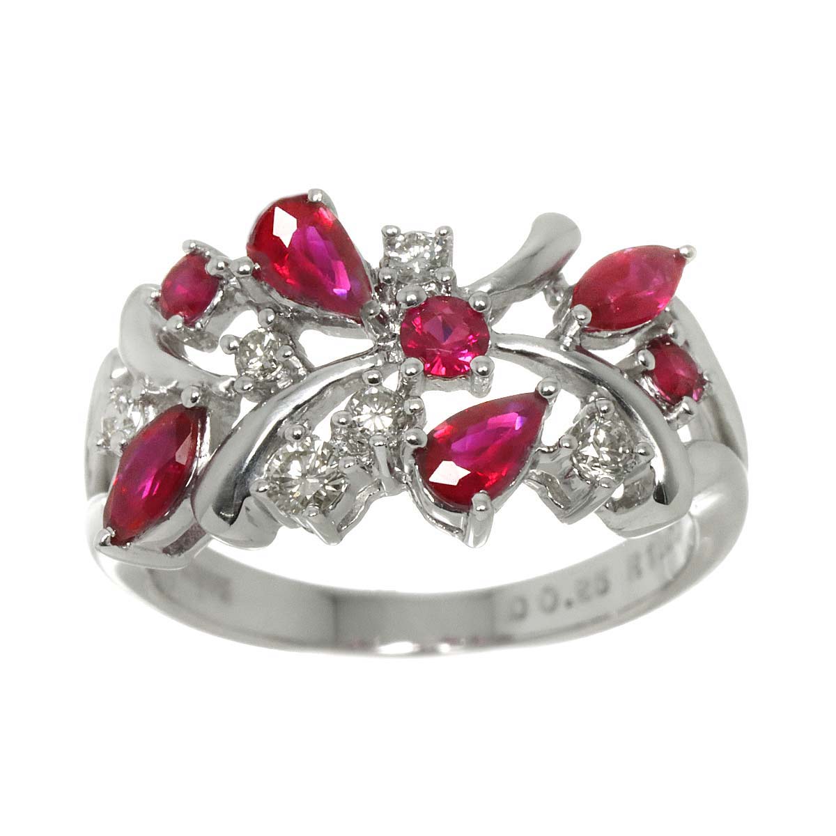 Ruby 1.20ct Diamond 0.25ct Ring 18K WG size6.25-6.5(US)