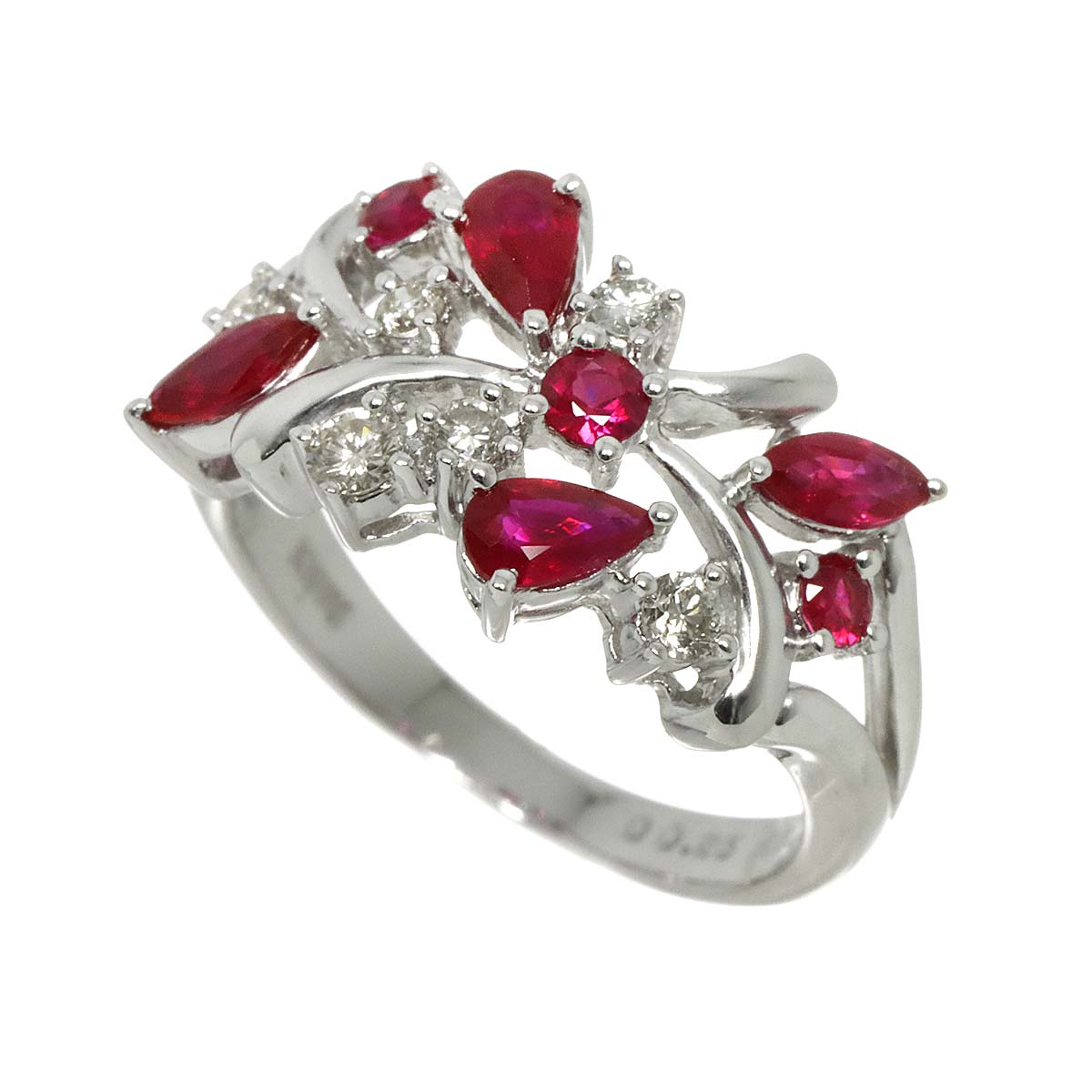 Ruby 1.20ct Diamond 0.25ct Ring 18K WG size6.25-6.5(US)