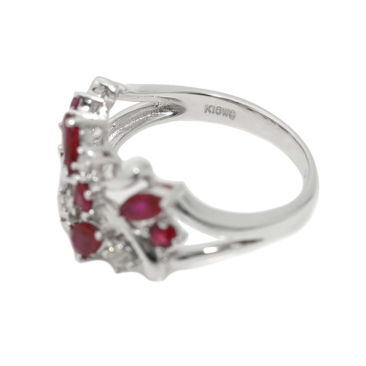 Ruby 1.20ct Diamond 0.25ct Ring 18K WG size6.25-6.5(US)