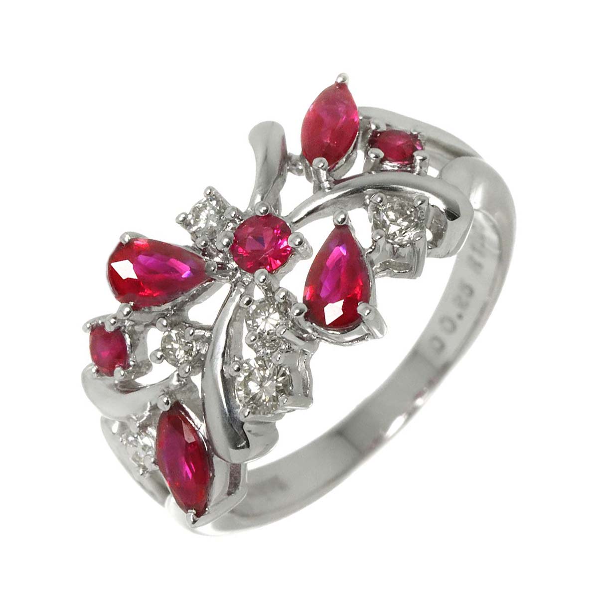 Ruby 1.20ct Diamond 0.25ct Ring 18K WG size6.25-6.5(US)