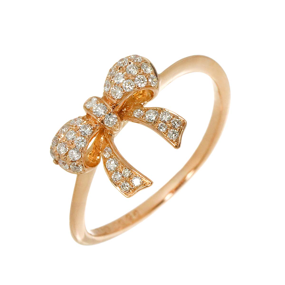 Diamond 0.20ct Ring 18K PG Pink Gold 750 Size5.25-5.5(US)