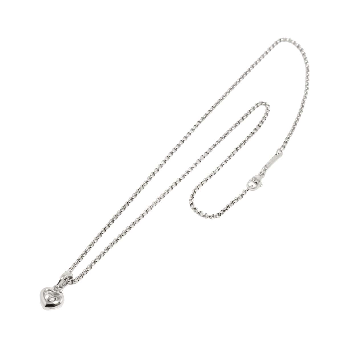 Happy Diamond Heart Necklace 18K White Gold 750