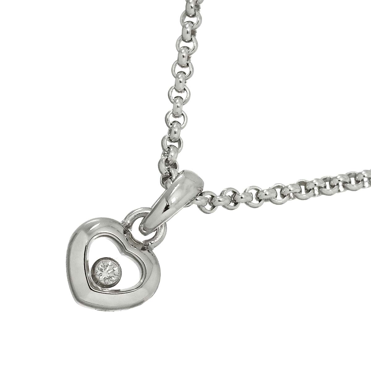 Happy Diamond Heart Necklace 18K White Gold 750