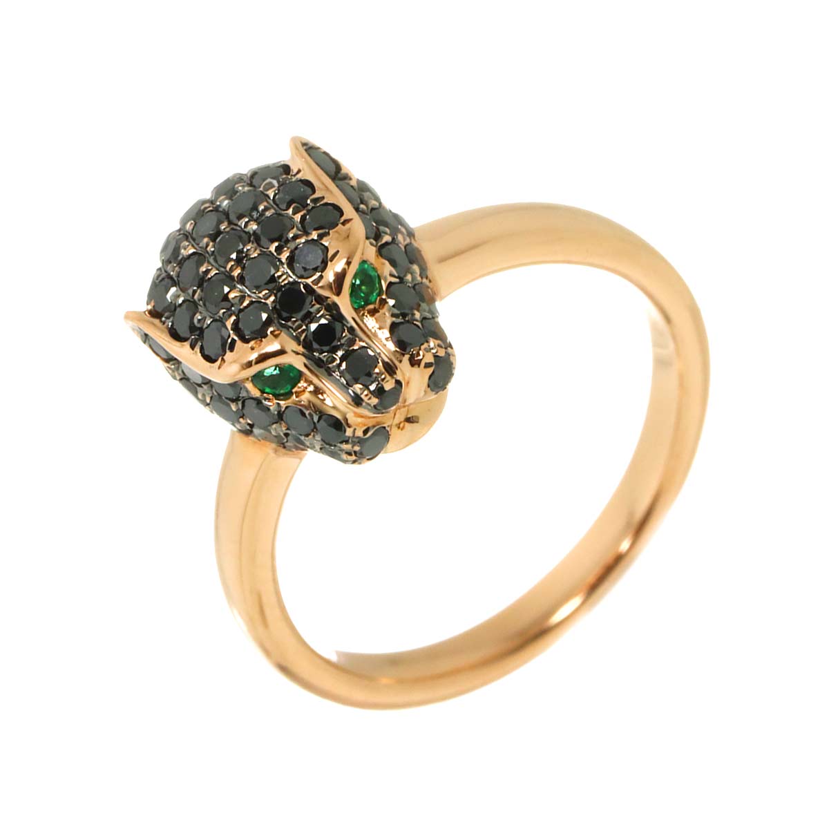 BlackDiamond 1.13ct Emerald 0.04ct Ring 14K PG 585 Size6-6.25(US)
