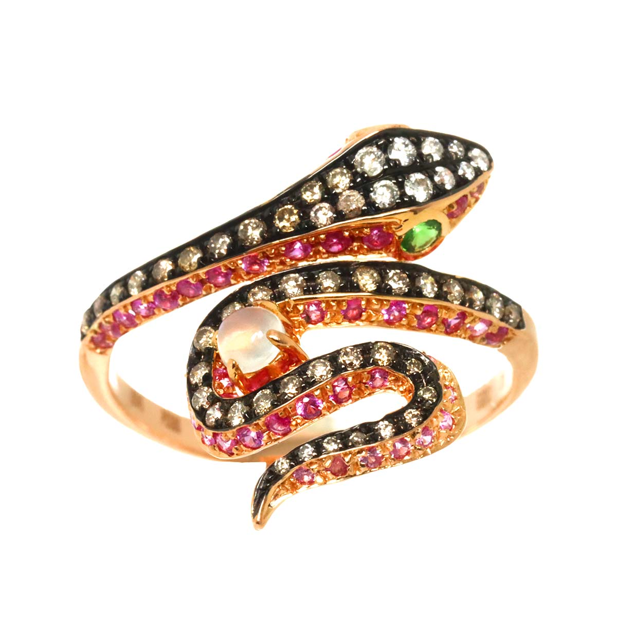 Diamond 0.12ct/0.45ct Multi Stone Ring 18K PG Pink Gold 750 Size9.5(US)