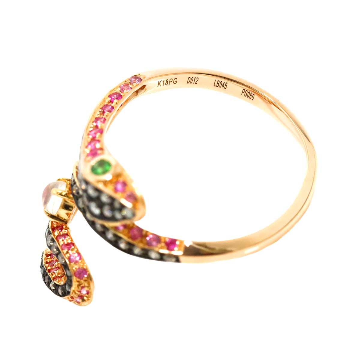 Diamond 0.12ct/0.45ct Multi Stone Ring 18K PG Pink Gold 750 Size9.5(US)