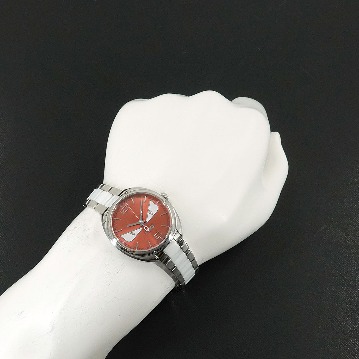 Bugs Monster 21000M 2P Diamond Quartz Orange Dial Ladies Watch