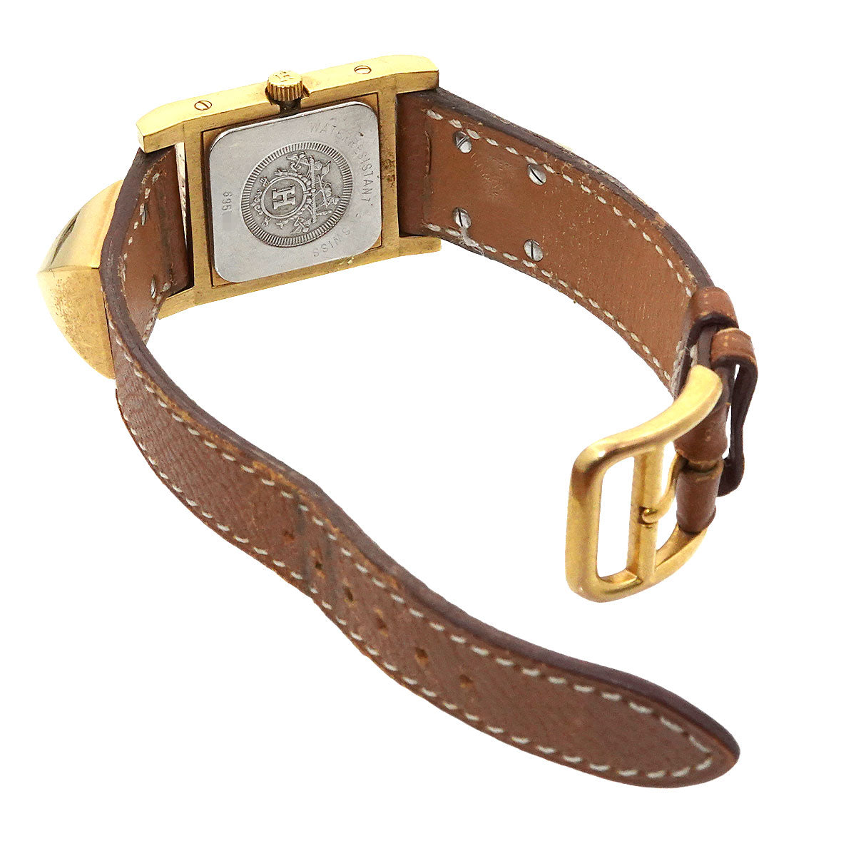 Medor Vintage pyramid Gold studs Quartz White Dial Ladies