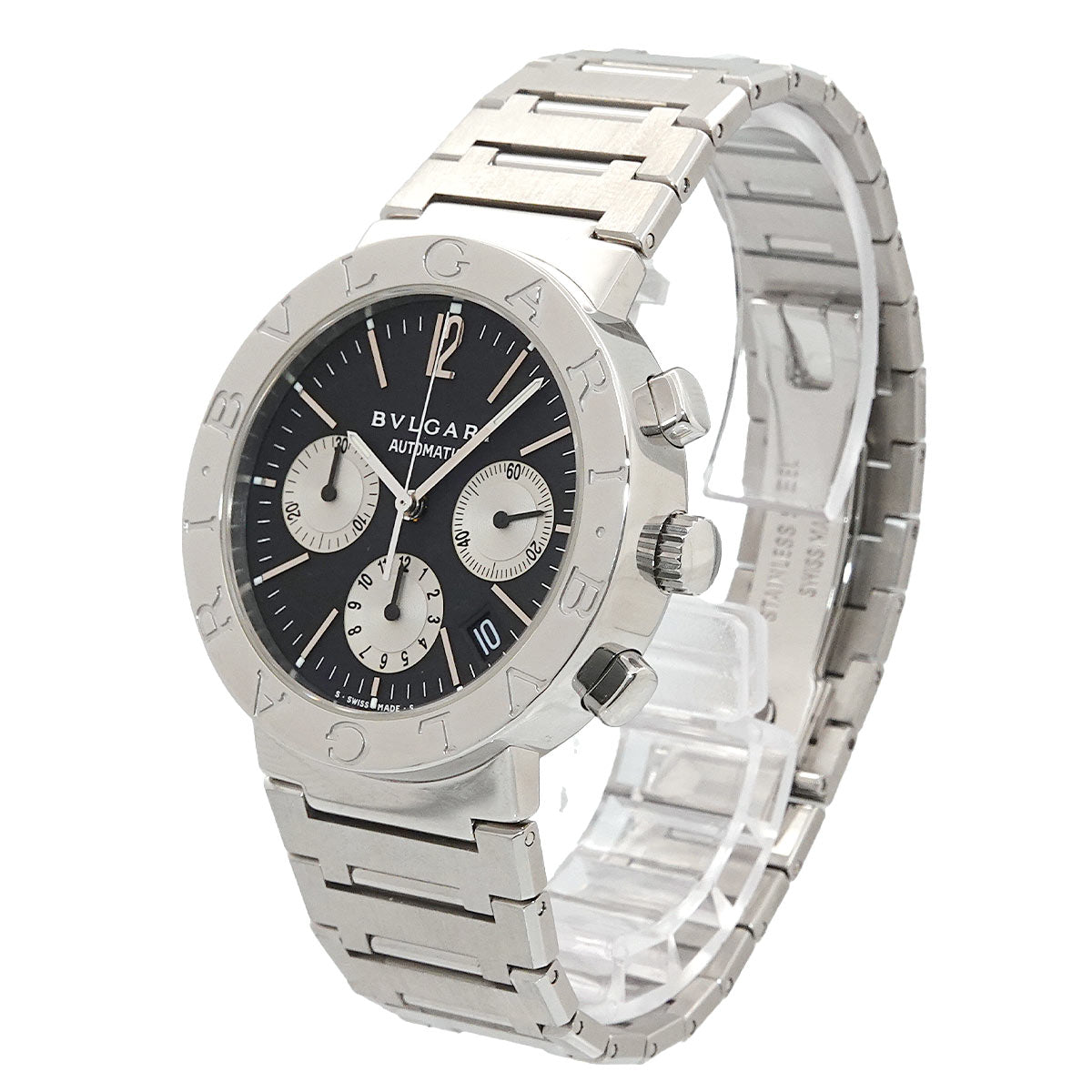 BVLGARIBVLGARI BB38SSCH Chronograph Date Black Dial Mens