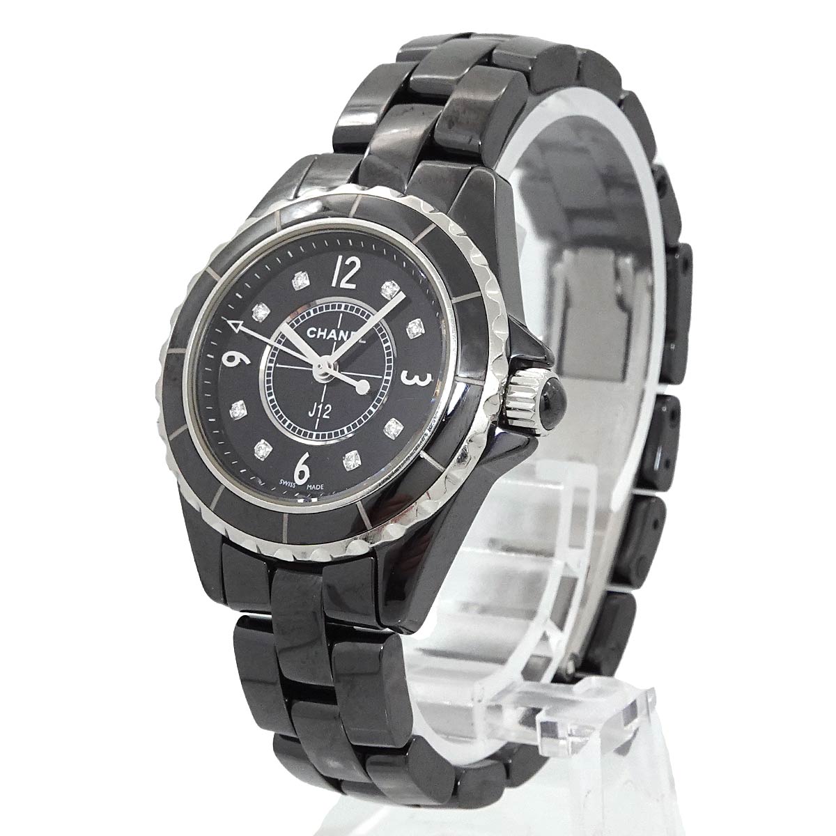 J12 29mm H2569 8P Diamond Quartz Black Dial Ladies Watch