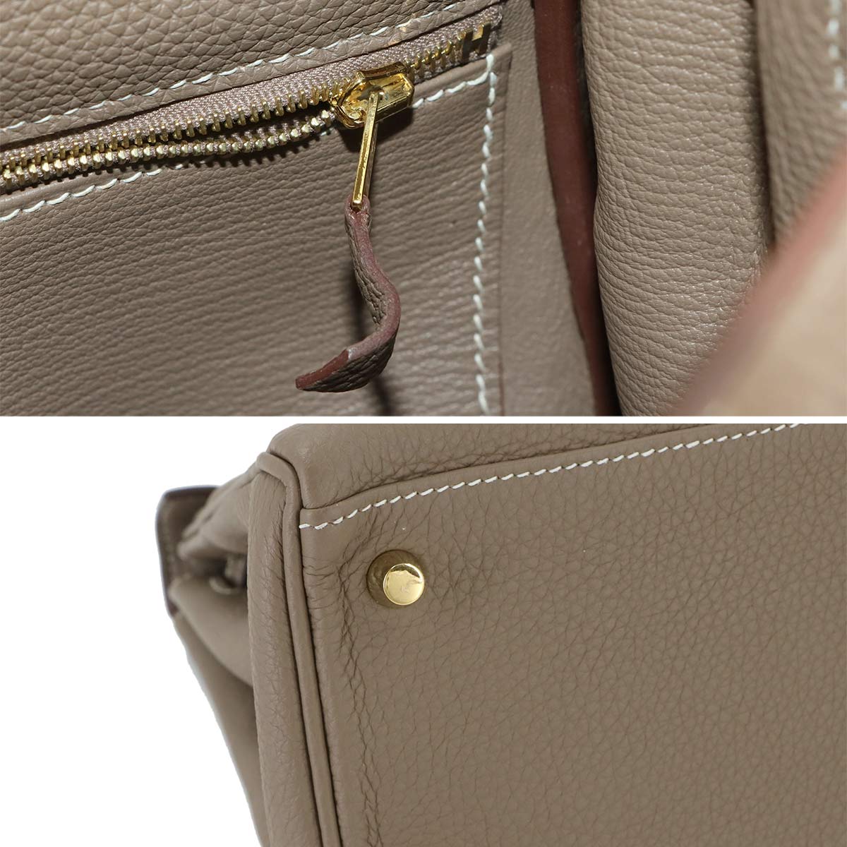 Kelly 28 2way Hand Shoulder Bag Veau Togo Etoupe Purse