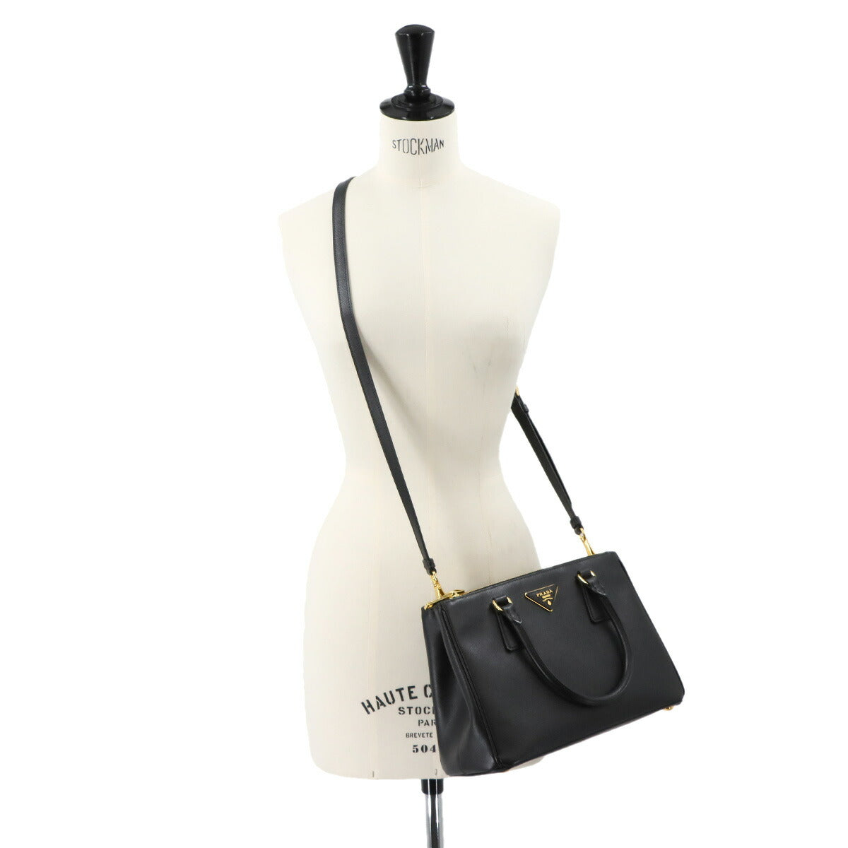Galleria Medium Hand Shoulder Bag Saffiano Leather Black 1BA863