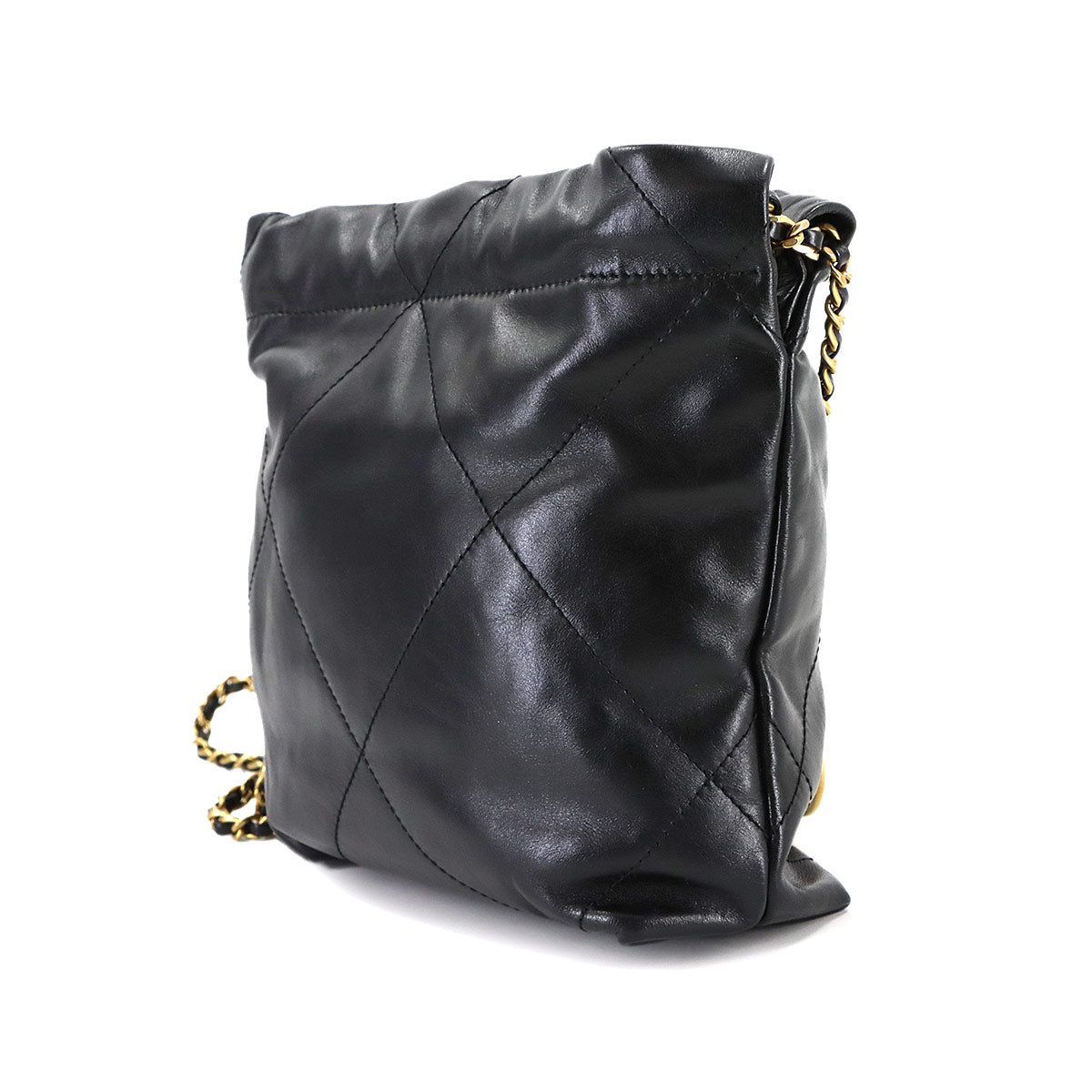 CHANEL 22 Mini Chain Hand Shoulder Bag Leather Black AS3980 Purse