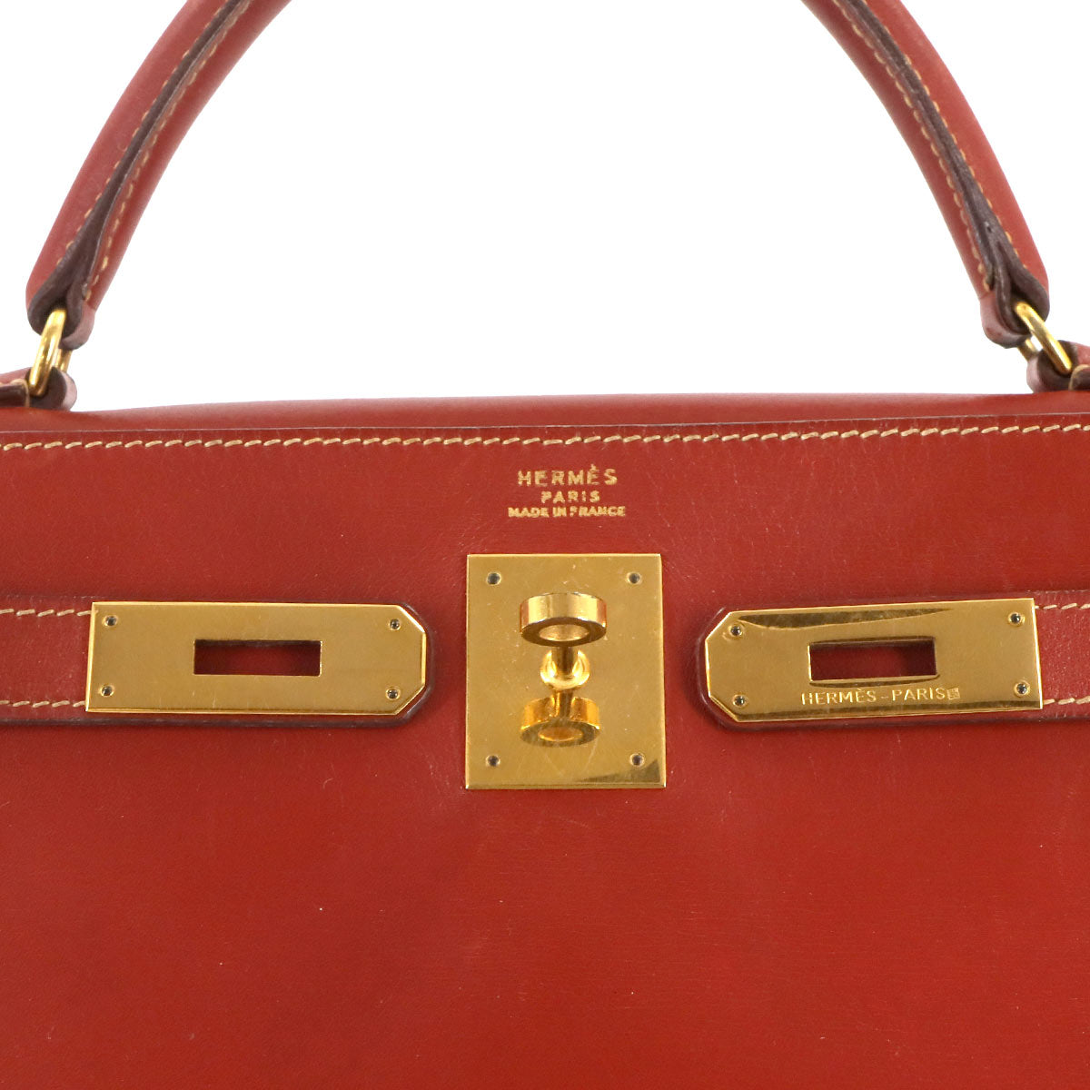 Kelly 32 Box Calf Brick Hand Shoulder Bag Purse