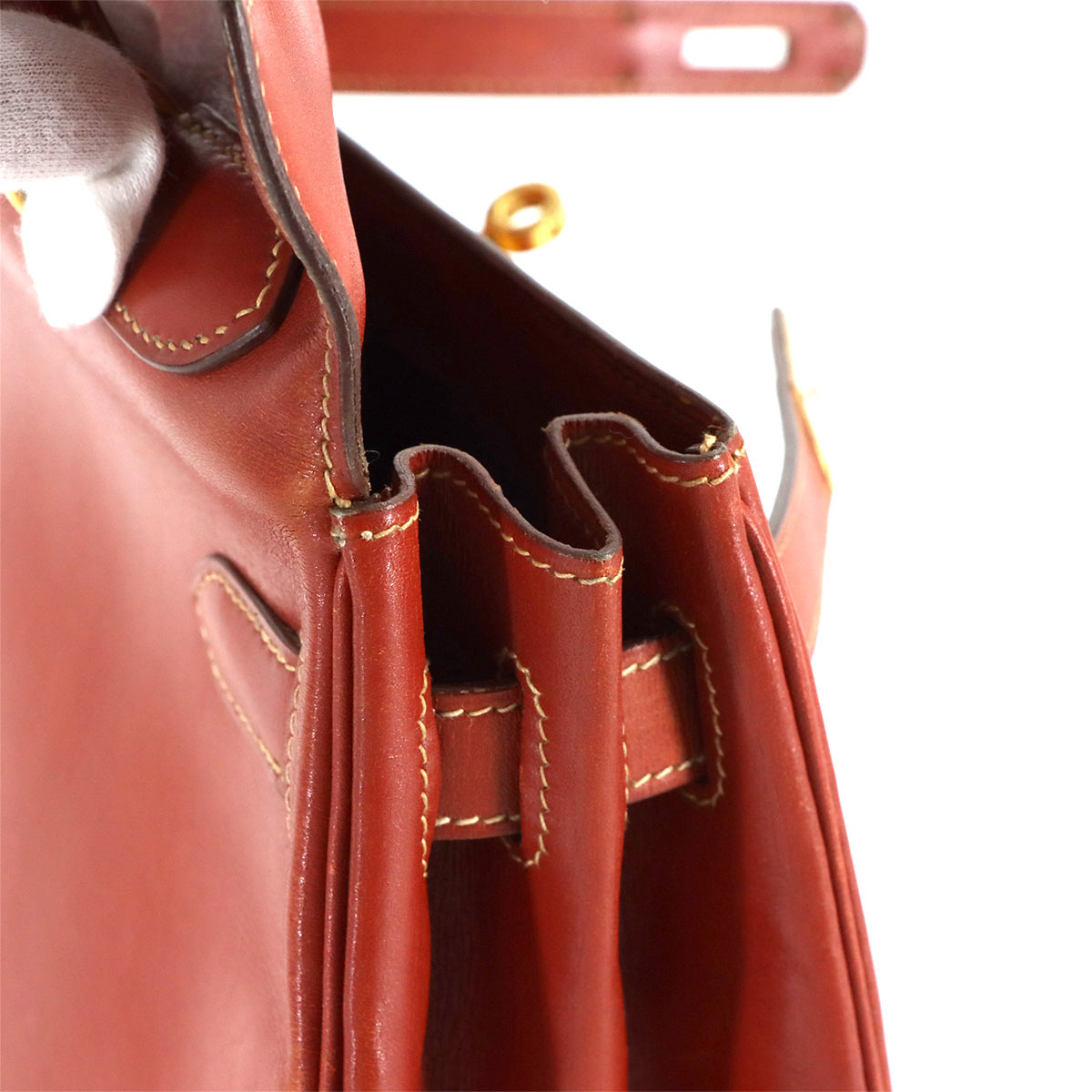 Kelly 32 Box Calf Brick Hand Shoulder Bag Purse