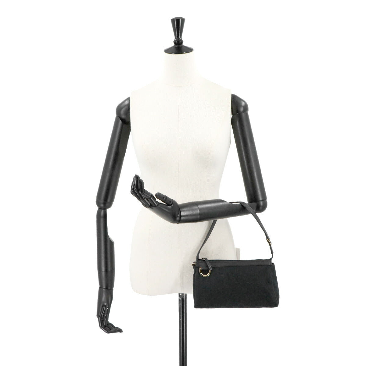 GG Canvas Hnad Bag Leather Black 145750 Purse