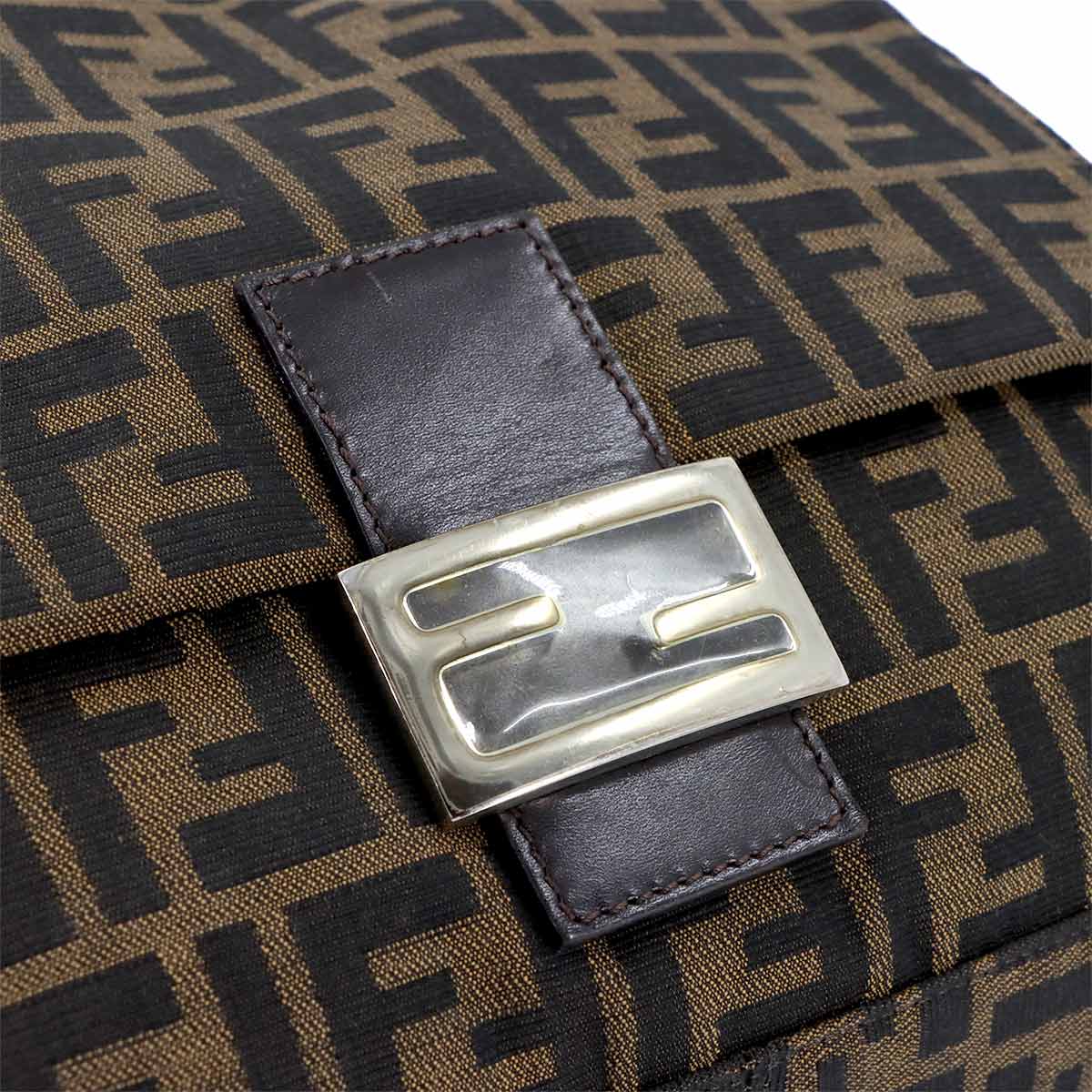 Zucca Mamma Baguette Shoulder Bag Canvas Leather Brown 26325