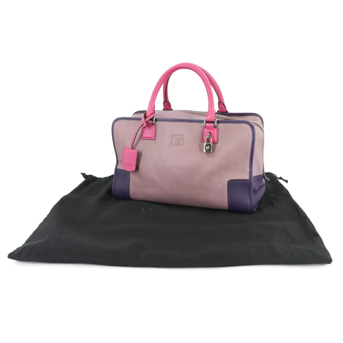 Amazona 36 Hand Bag Leather Pink Purple Anagram Purse