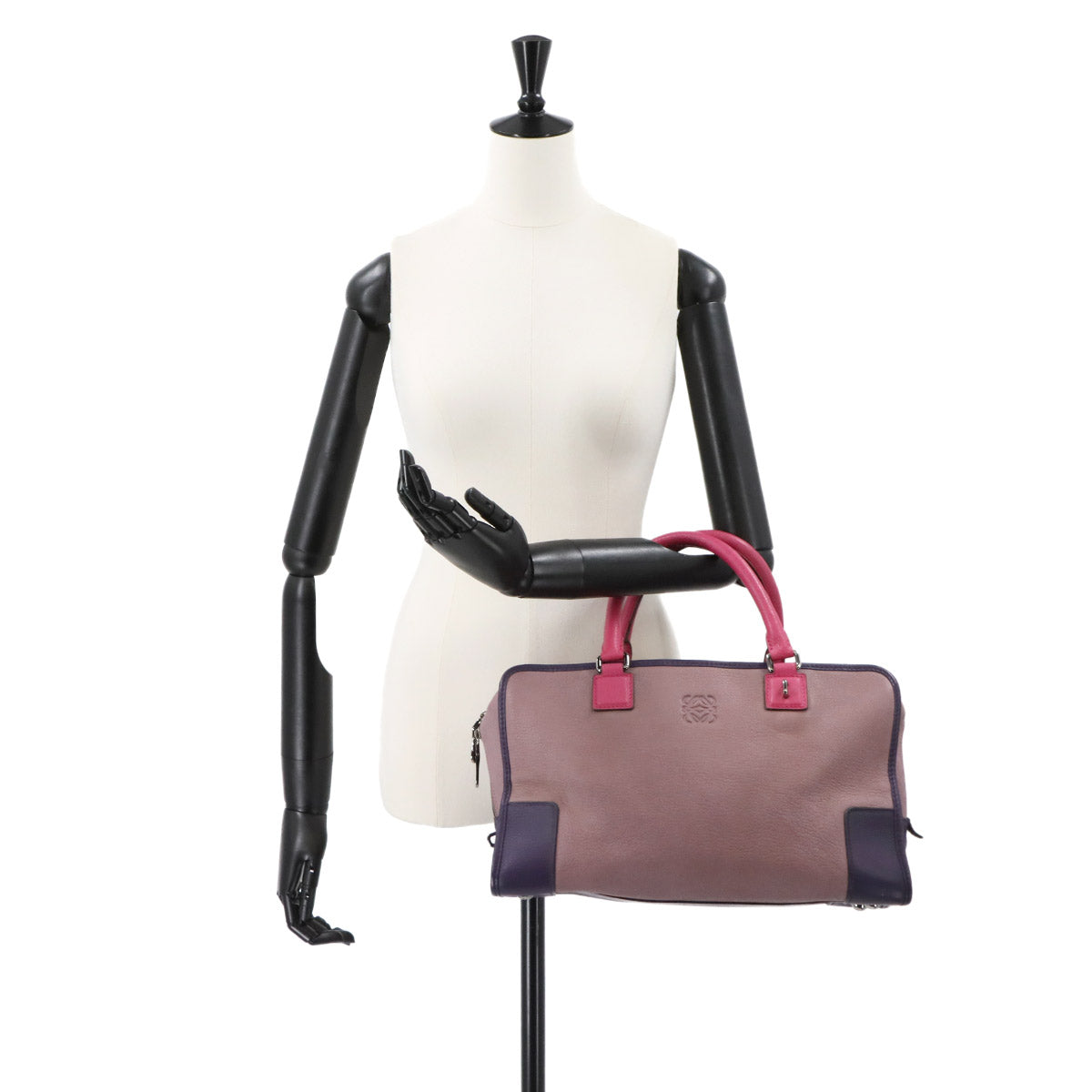 Amazona 36 Hand Bag Leather Pink Purple Anagram Purse