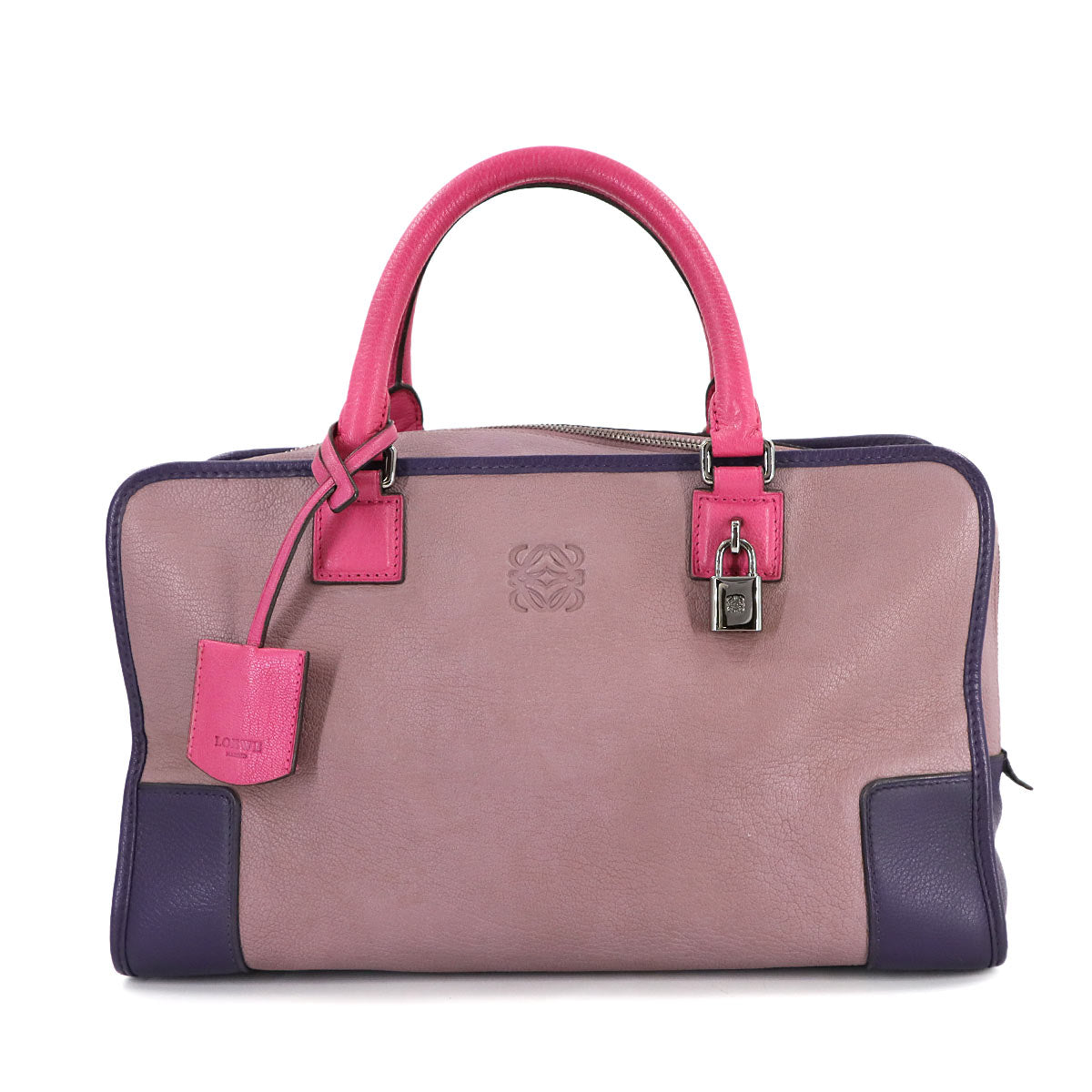 Amazona 36 Hand Bag Leather Pink Purple Anagram Purse