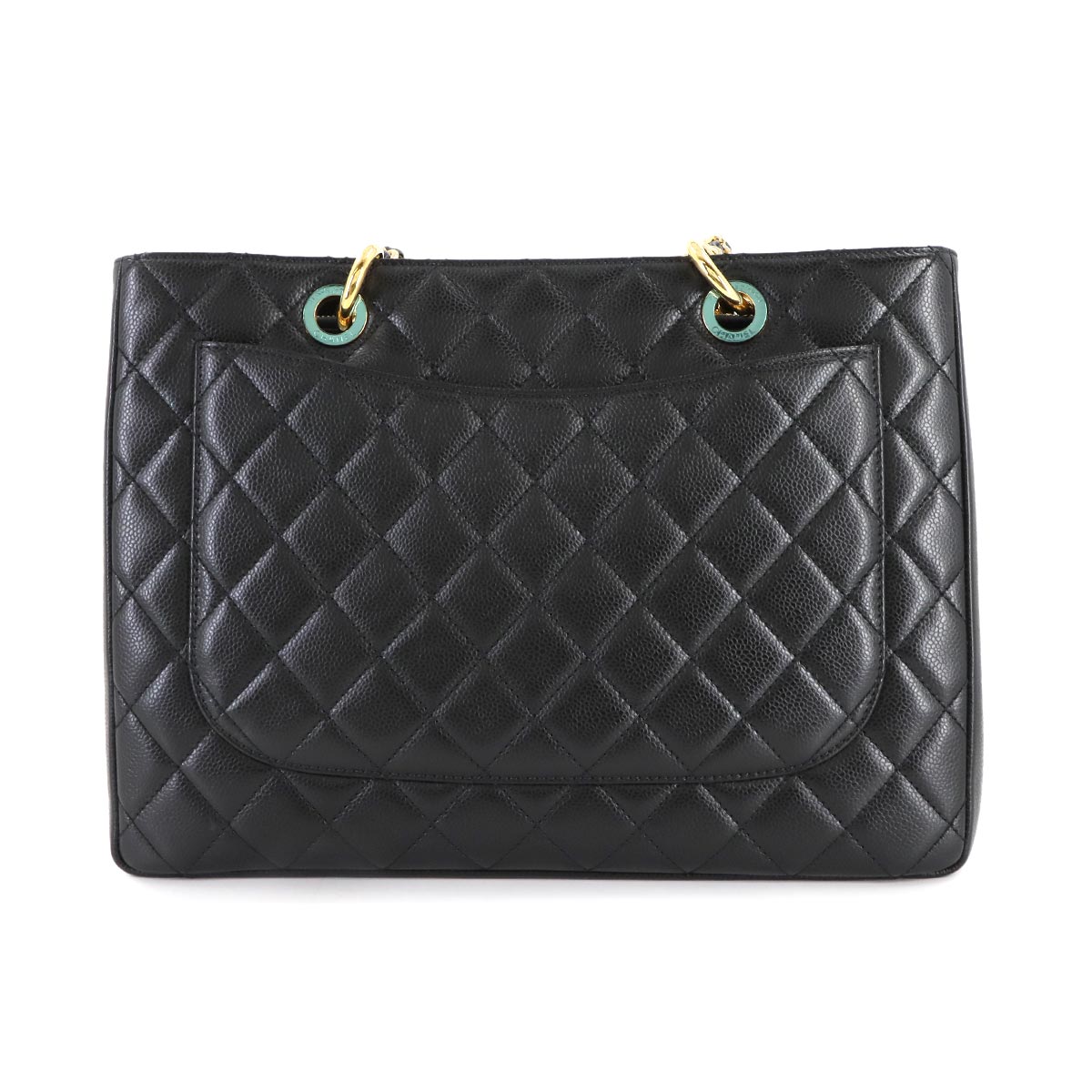 Matelasse Grand Shopping Tote Bag Leather Black GST A50995