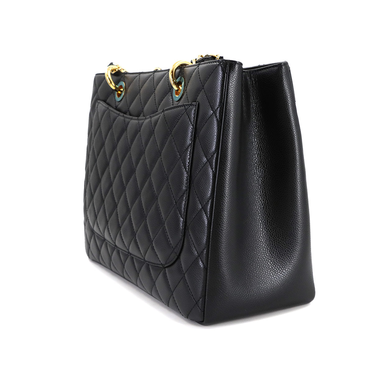 Matelasse Grand Shopping Tote Bag Leather Black GST A50995