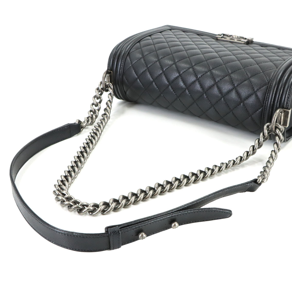 BOY CHANEL Large Chain houlder Bag Leather Black A92193 Purse