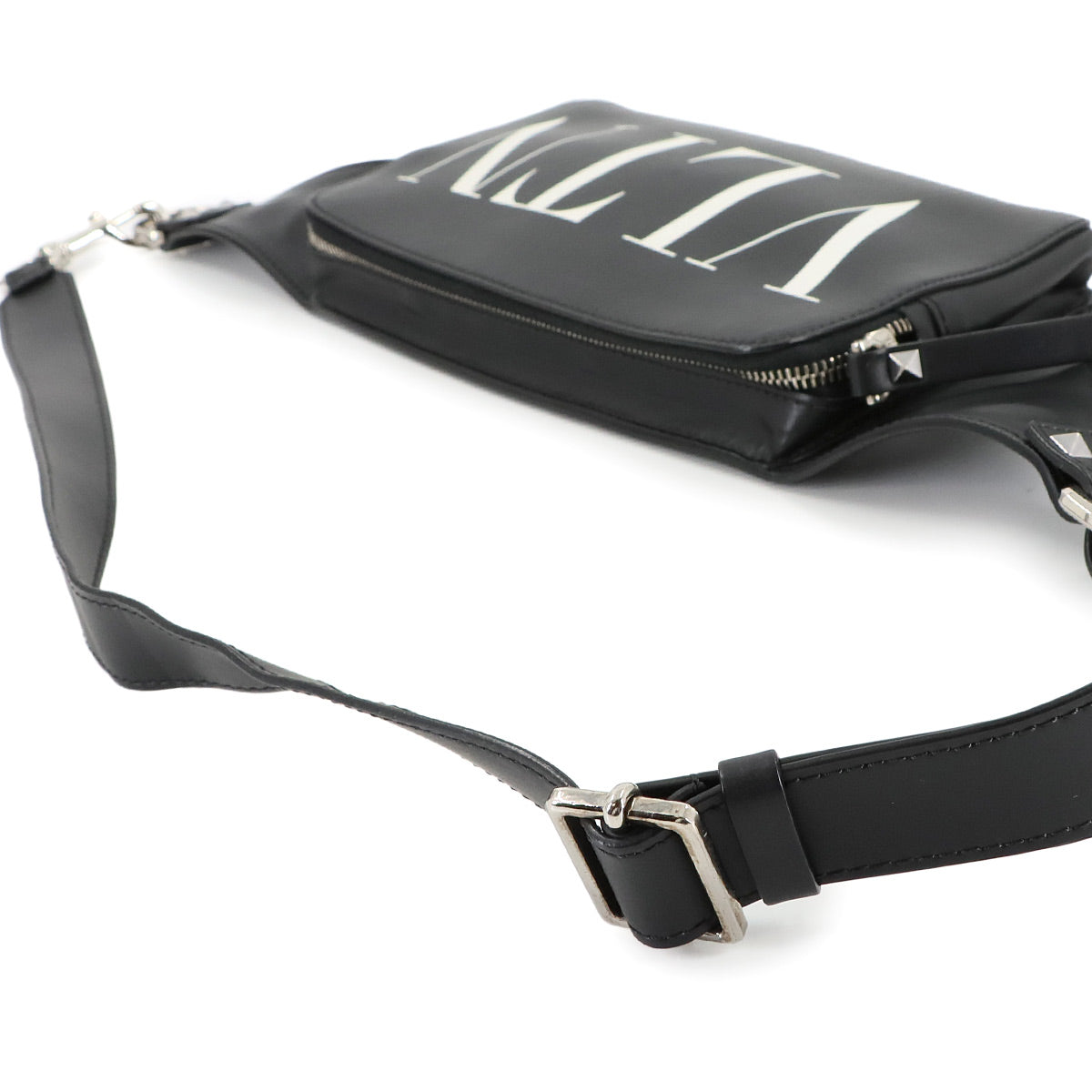 VLTN Logo Crossbody Bag Leather Black Purse