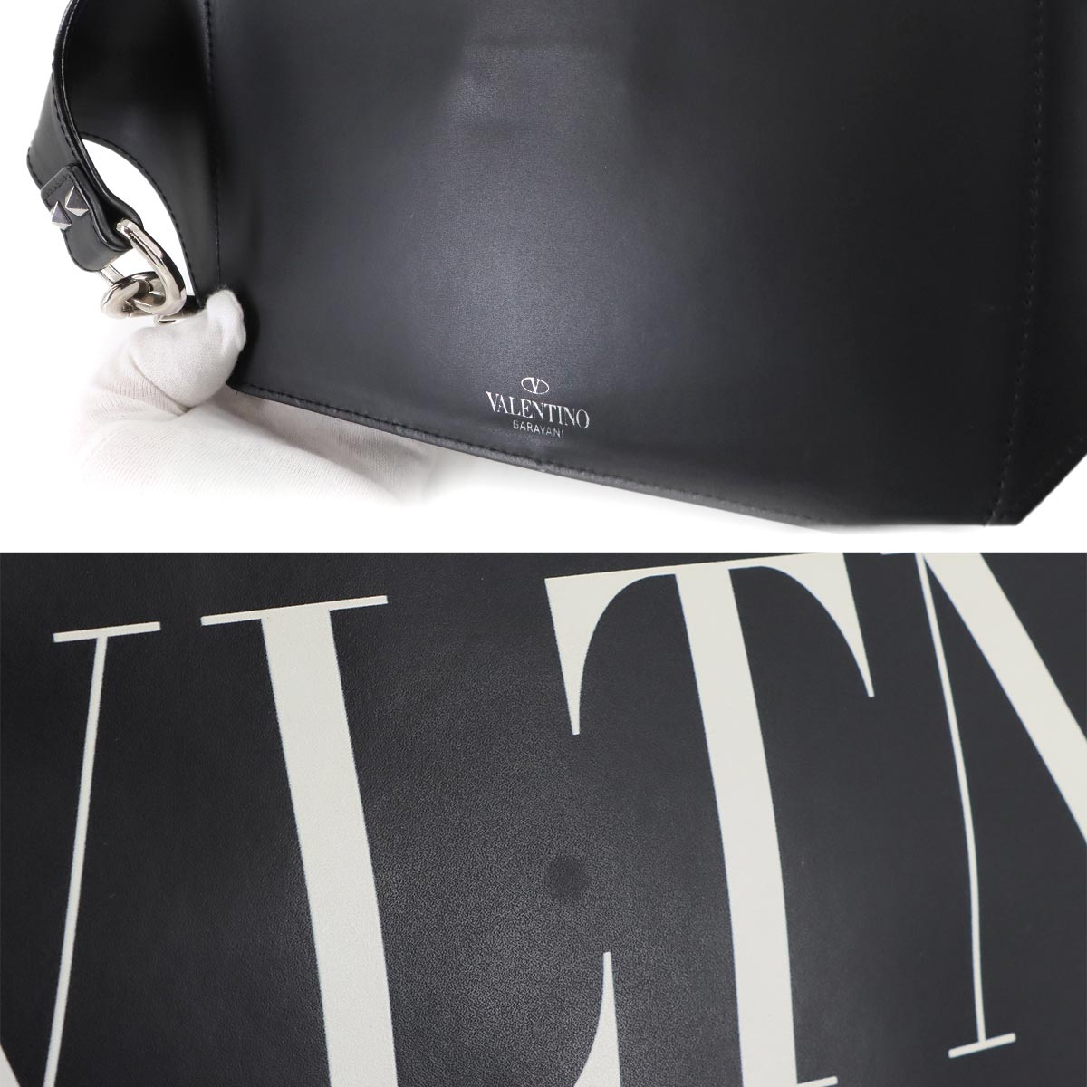 VLTN Logo Crossbody Bag Leather Black Purse
