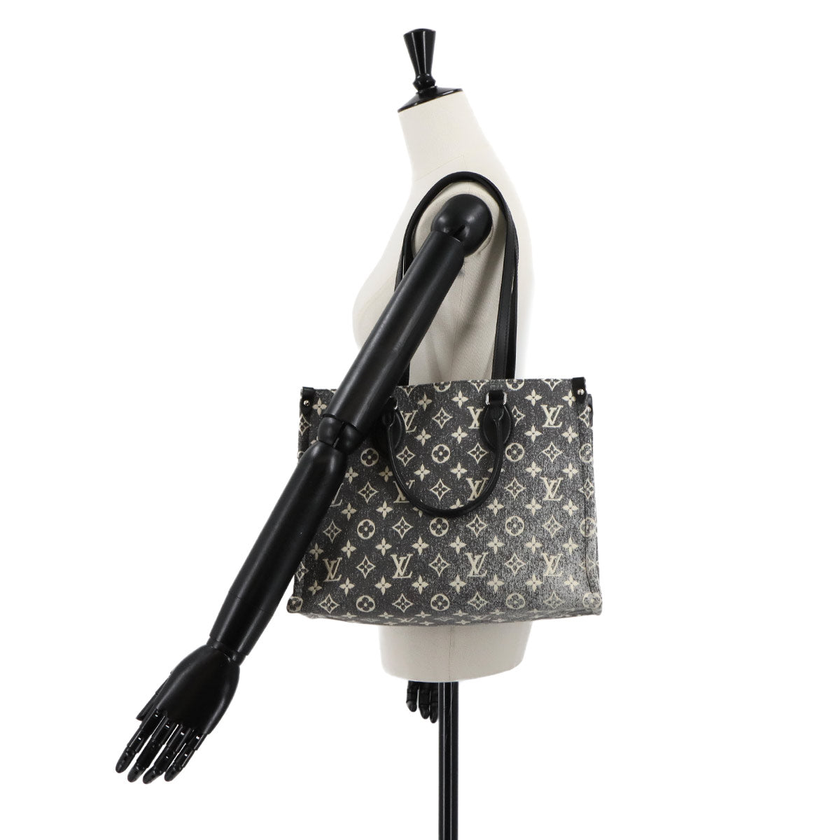 Monogram Jacquard Denim Onthego MM Tote Shoulder Bag