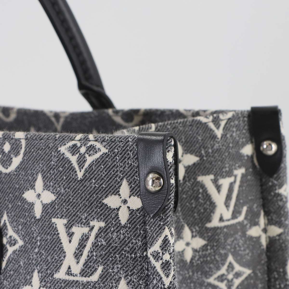 Monogram Jacquard Denim Onthego MM Tote Shoulder Bag