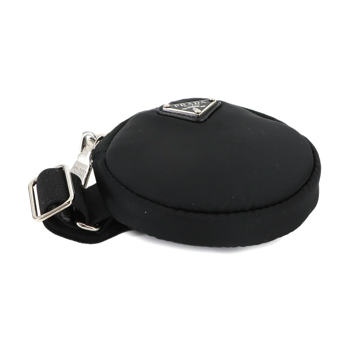 Round Shoulder Pouch Nylon Black 1TT129 Purse