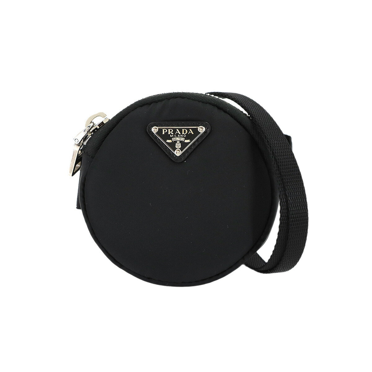 Round Shoulder Pouch Nylon Black 1TT129 Purse