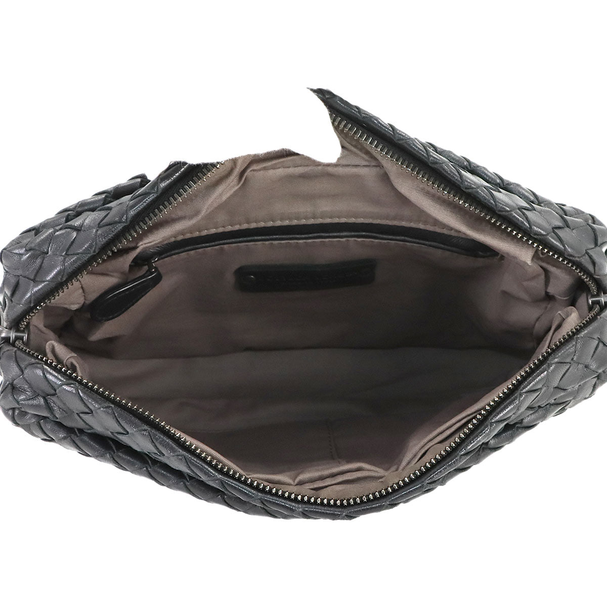 Intrecciato Shoulder Bag Leather Black Purse