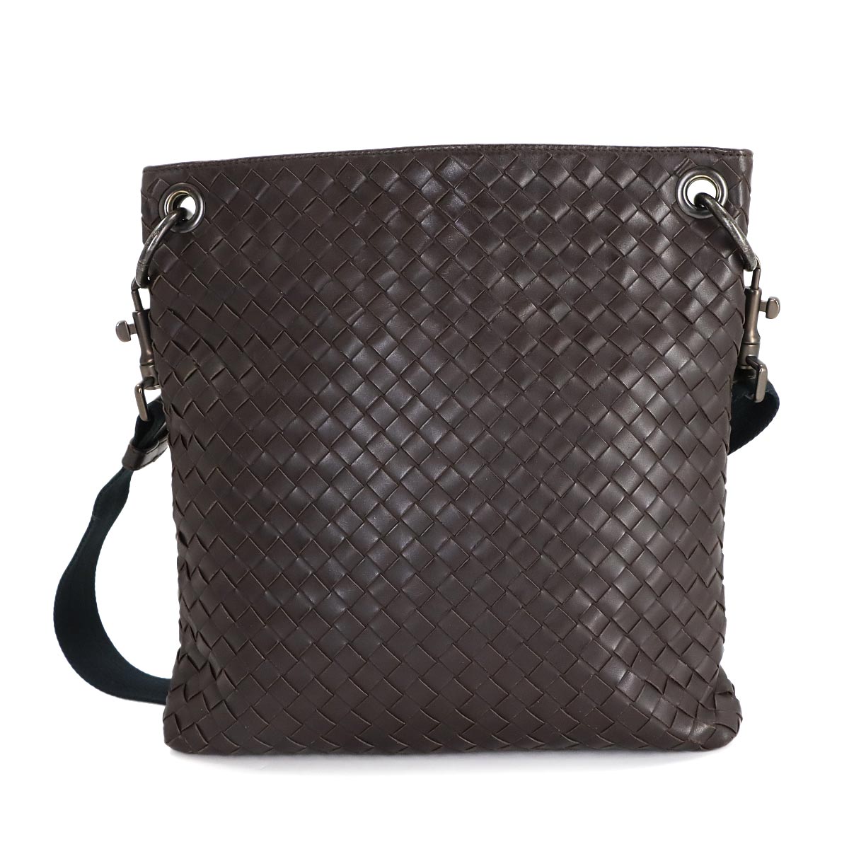 Intrecciato Shoulder Bag Leather Dark brown 172736