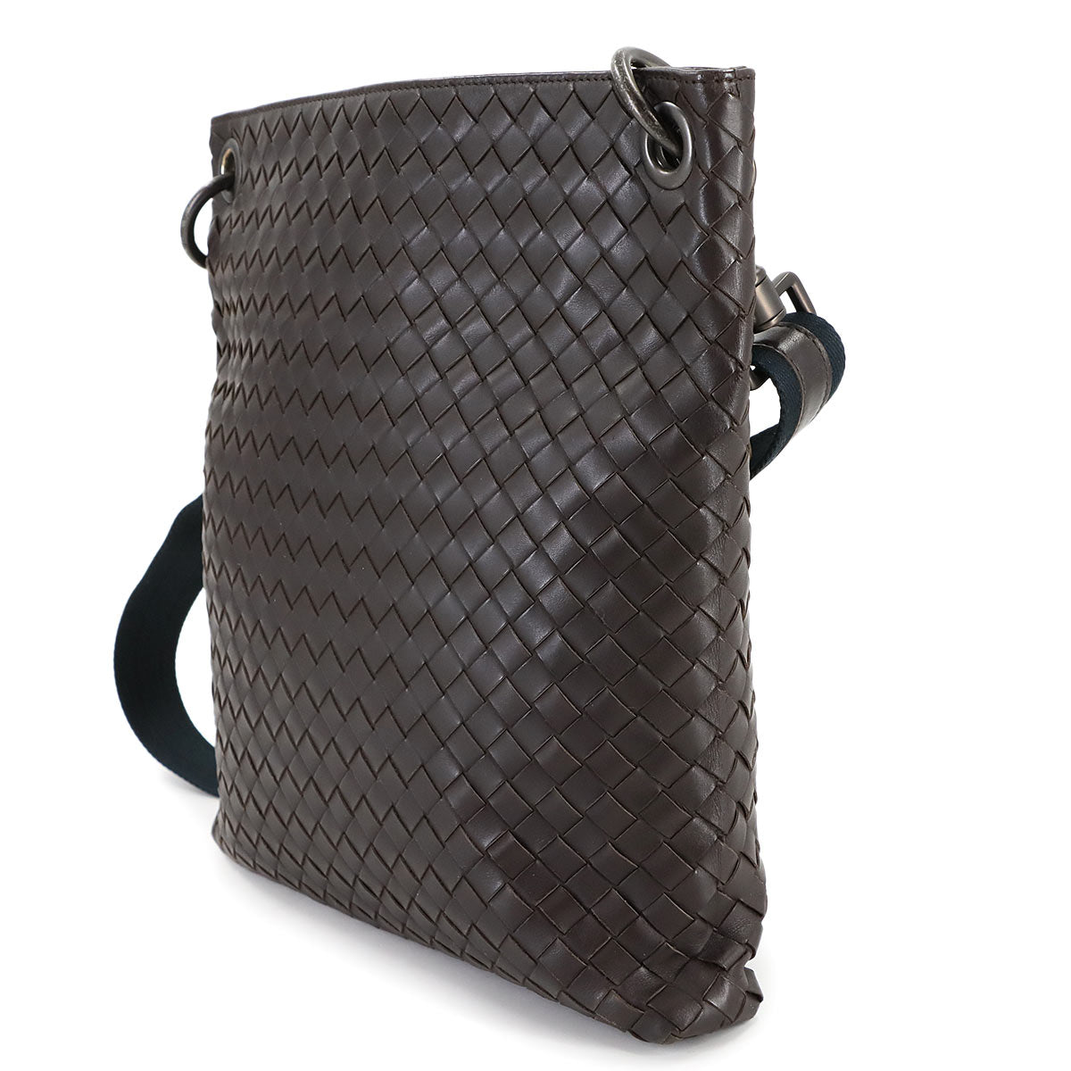 Intrecciato Shoulder Bag Leather Dark brown 172736