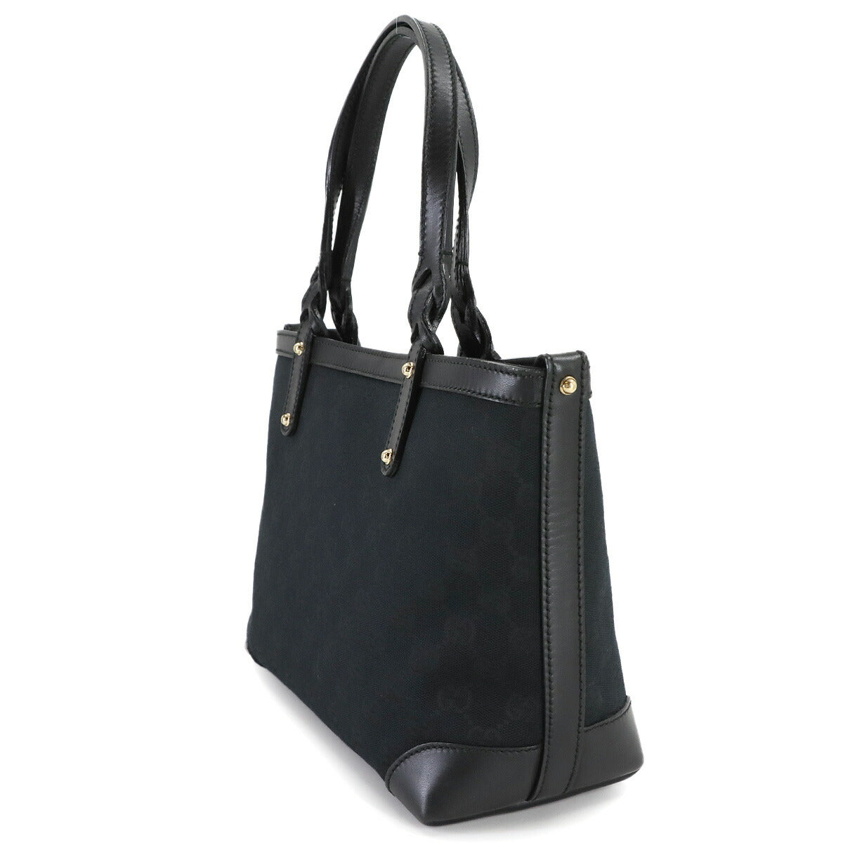 GG Canvas Tote Bag Leather Black 269878 Purse
